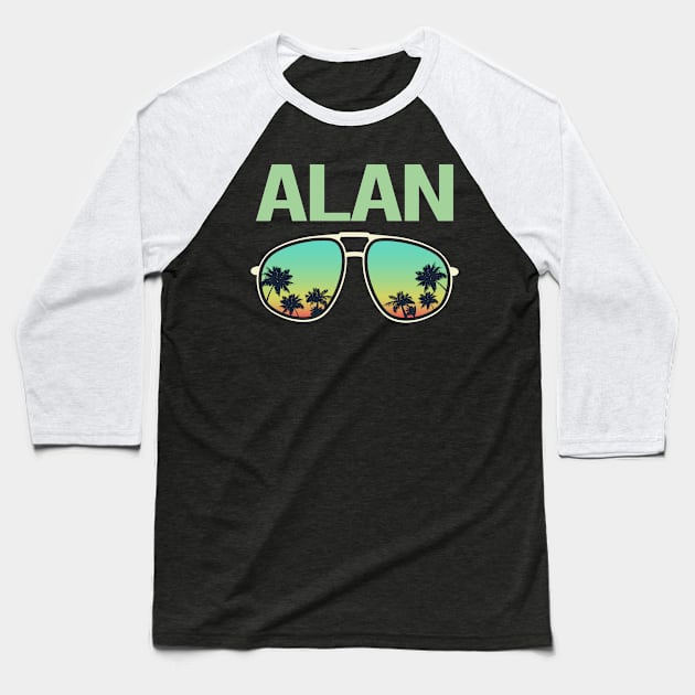 Cool Glasses - Alan Name Baseball T-Shirt by Atlas Skate